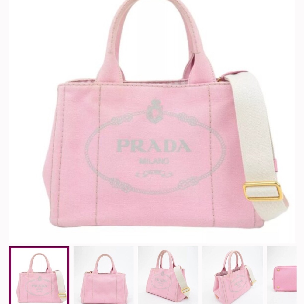 Prada Canapa Pink Canvas Handbag - Purchased in Japan